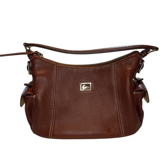 Dooney & Bourke Women Brown Peeble Leather Zip Closure Clutch Shoulder Hobo Bag - Picture 15 of 15